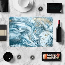 2in1 Abstract Sea Blue Marble Hard Case For Macbook Pro Air 11 12 13 15 16 inch