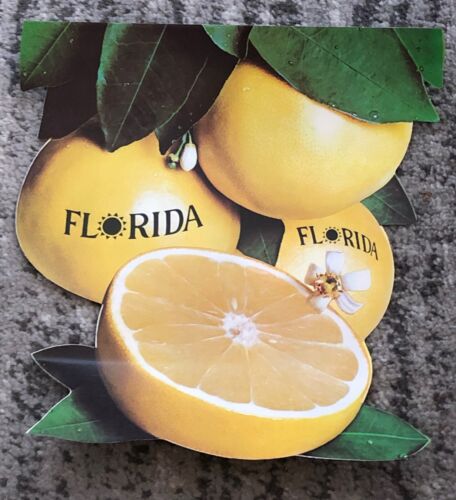 Insegna Poster Pompelmo Florida Giallo Negozio Alimentare Carta Vetrina Anni 50 Vintage - Foto 3 di 6