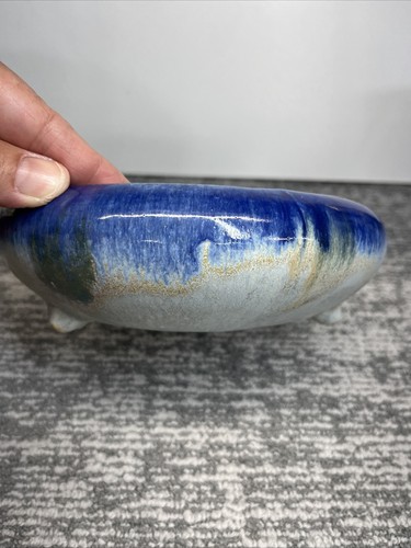 VintageDrip Glazed Cobalt Blue Shallow Planter Bowl Great Condition - Bild 6 von 8
