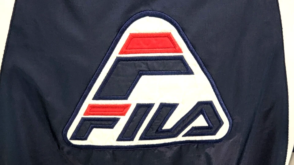 Chaqueta cortavientos vintage 90S FILA XL para mujer azul blanco logotipo bordado * Foto 3 de 4