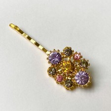 Vintage Multi Colored Rhinestone Hair Bobby Pin