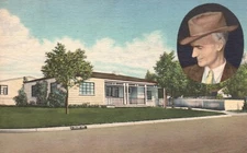 Postcard NM Albuquerque Ernie Pyles Home 1950s Linen Vintage PC b3413