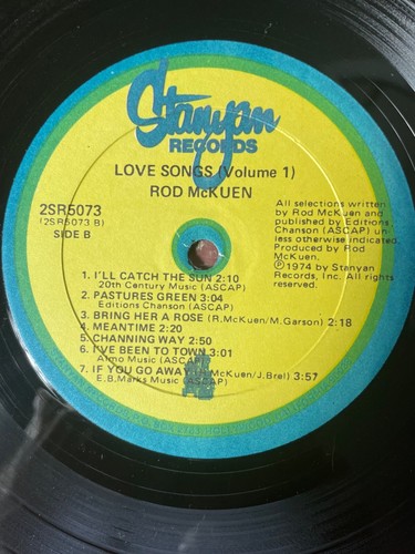 Rod McKuen – Love Songs- 2x Vinyl LP 1974 Stanyan Rec 2SR5073- Gatefold w/Insert - Picture 6 of 11