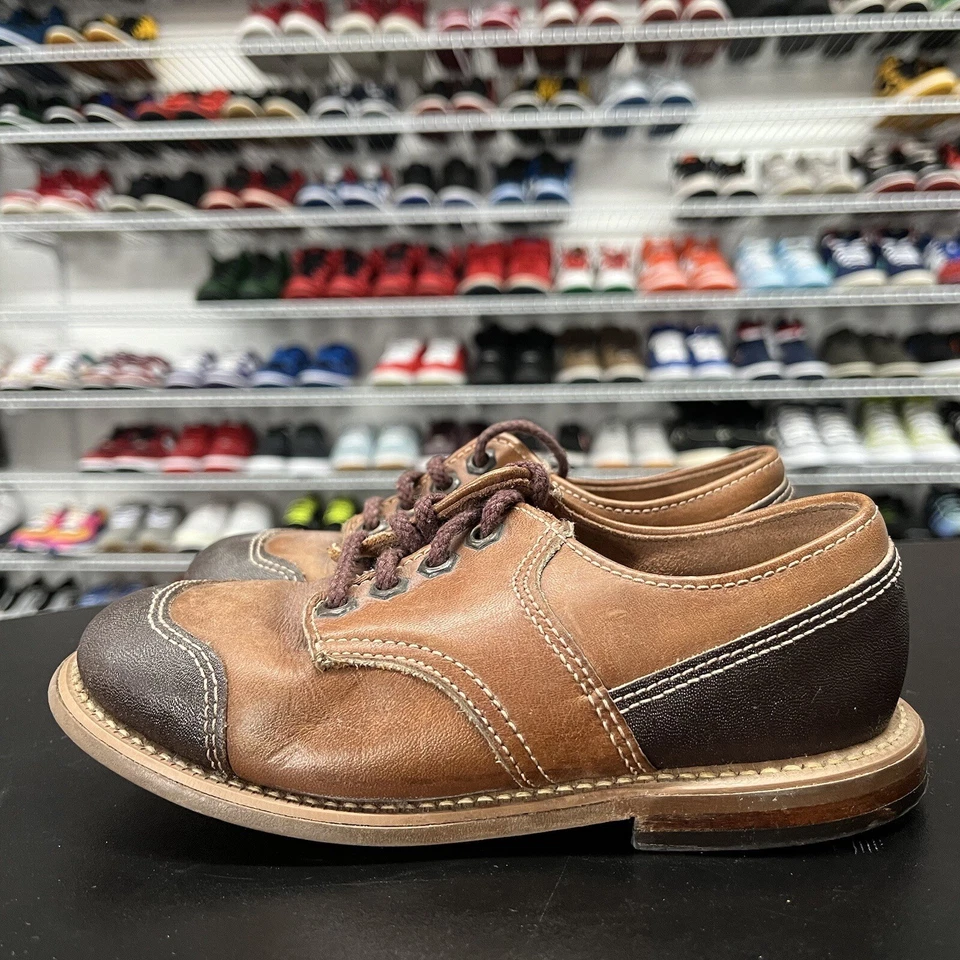 复古 Stride Rite 婴儿鞋棕色系带硬底鞋底 1 码 — 第 3/4 张图片