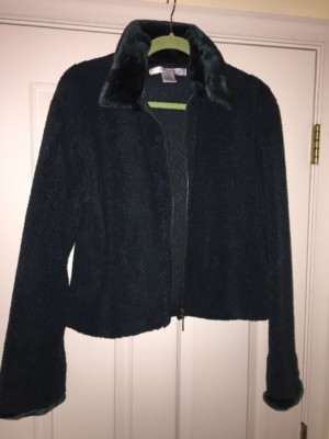 THE BARRAGE CO MICROFIBER FLEECE FUR ZIP JACKET SUPER SOFT COAT WOMENS SIZE L