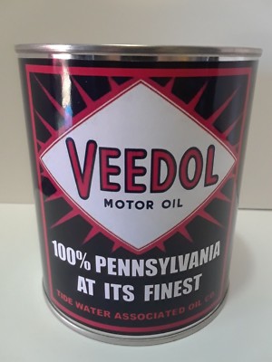 Vintage Veedol Motor Oil Can 1 qt. - ( Re-pop Collectible )