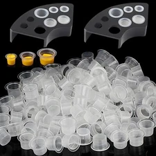 300 Pcs Tattoo Ink Caps with 2 Cups Holders for Tattoo Ink Permanent Makeup