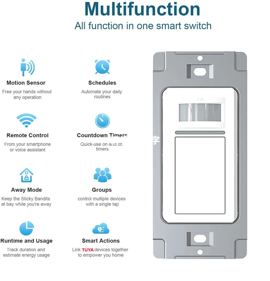 Nexete Smart Wi-Fi Motion Sensor Light Switch,Motion Detector PIR Infrared - Image 2 of 4