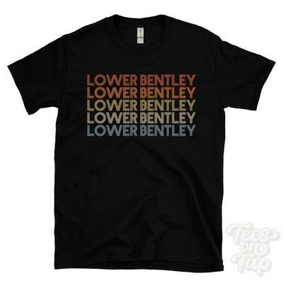 LOWER BENTLEY WIEDERHOLTES RETRO-STIL T-SHIRT Herren & Damen UK Ortsname Geschenk