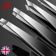 4pc Professional Eyebrow Tweezers Set - Stainless Steel Fine Hair Removal UK