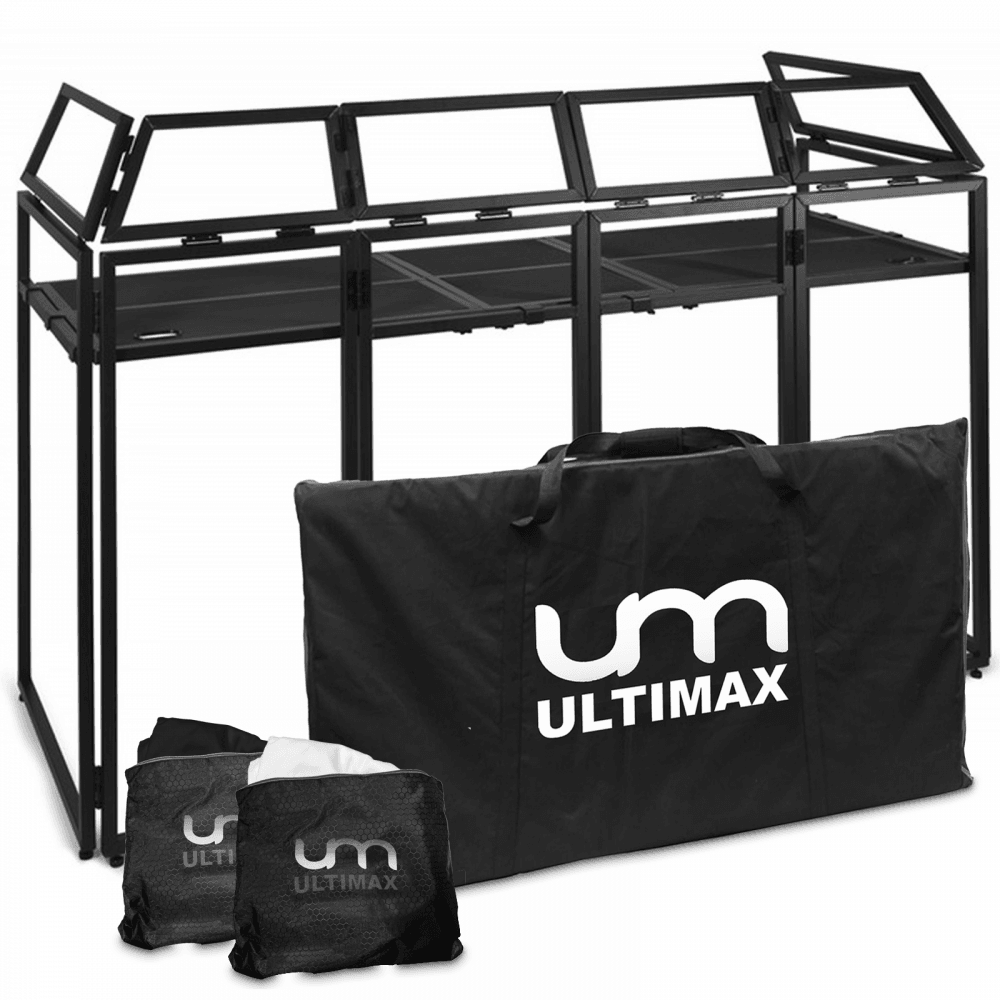 DJ Booth Pro XL Folding System with Black and White Scrims inc Padded Case