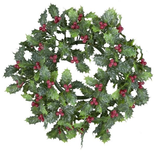 artplants KüNstlicher Kranz Ilex Lenvi, Beeren, Gefroren, GrüN-Rot, Ø25Cm-image