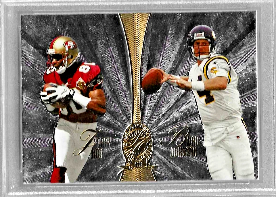 Playoff Absolute Platinum Quads 1998 3 Hof Jerry Rice Marshall Faulk PSA 8 POP 1 Foto 3 de 4