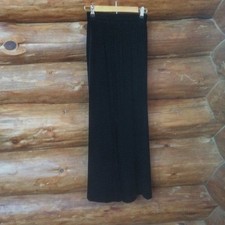 Vintage Black Velvet High Waist Elegant Party Wide Flared Leg Pants Small