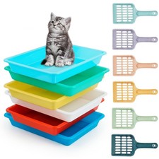 6 Set Kitten Small Litter Box Set, 10.8"x 8.2"x 1.5" Low Entry Litter Box wit...