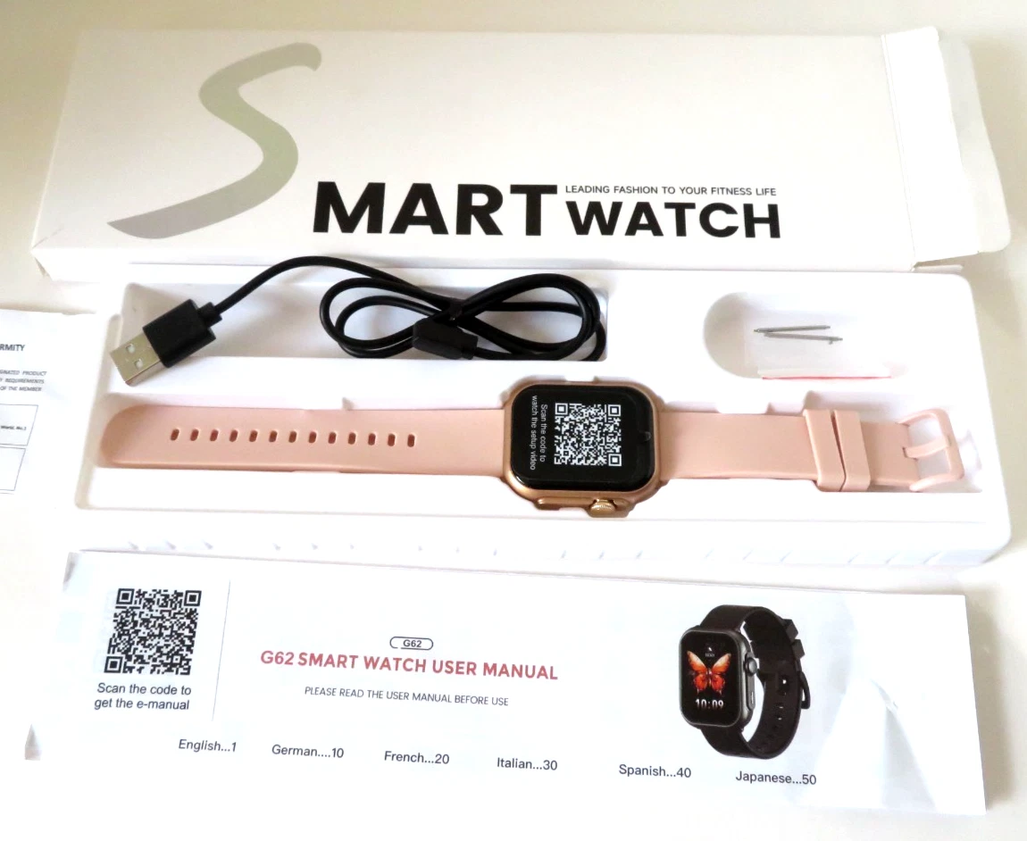 Women's Smart Fitness Watch By G62 iOS/Android 1.85" Pink