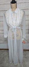 MISS ELAINE M Vintage Long Pengnoir BRIDAL Lace Robe Sheer Regency Glam 50s