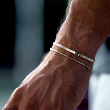 Mens Stainless Steel Snake Box Bracelet Set Cuban Link Chain Adjustable Gift