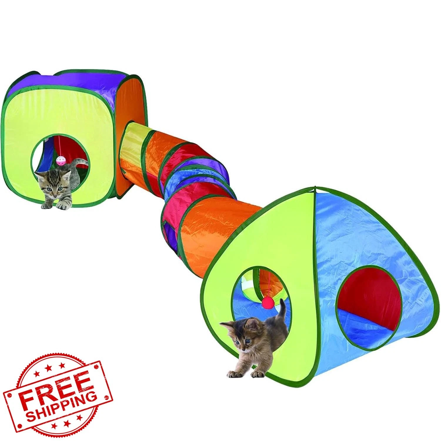 GONPETGP Cat Tunnel Cubes Rainbow