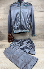 Le Coq Sportif Men's Silver Aqua Urban Tracksuit Jacket Pants Set 80s L