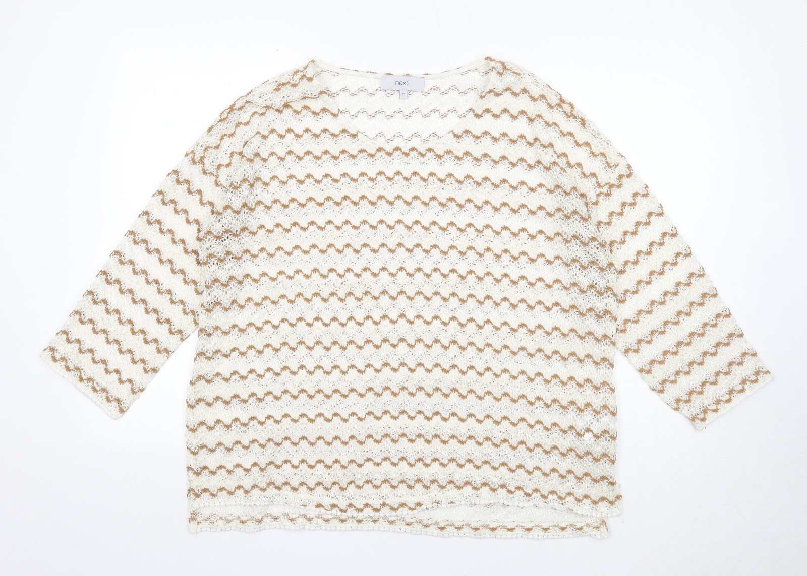 NEXT Jersey Mujer Blanco Cuello Redondo Geométrico Poliéster Talla 18