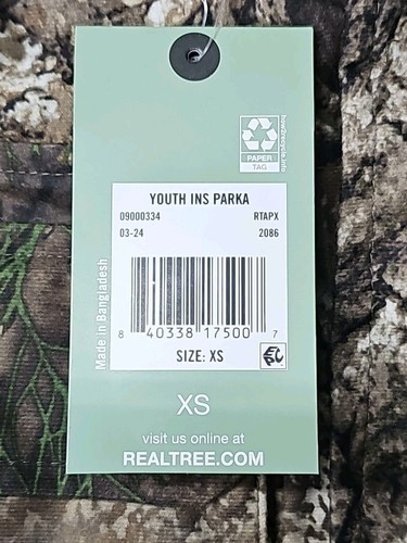 Realtree Youth Waterproof APX Camo Insulated Hunting Parka Coat Youth XS NWT - Picture 6 of 10