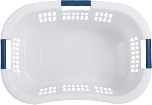 Rubbermaid Hip Hugger Laundry Basket FG299787WHT 3 Handle 1.5 Bushel White - Picture 4 of 7