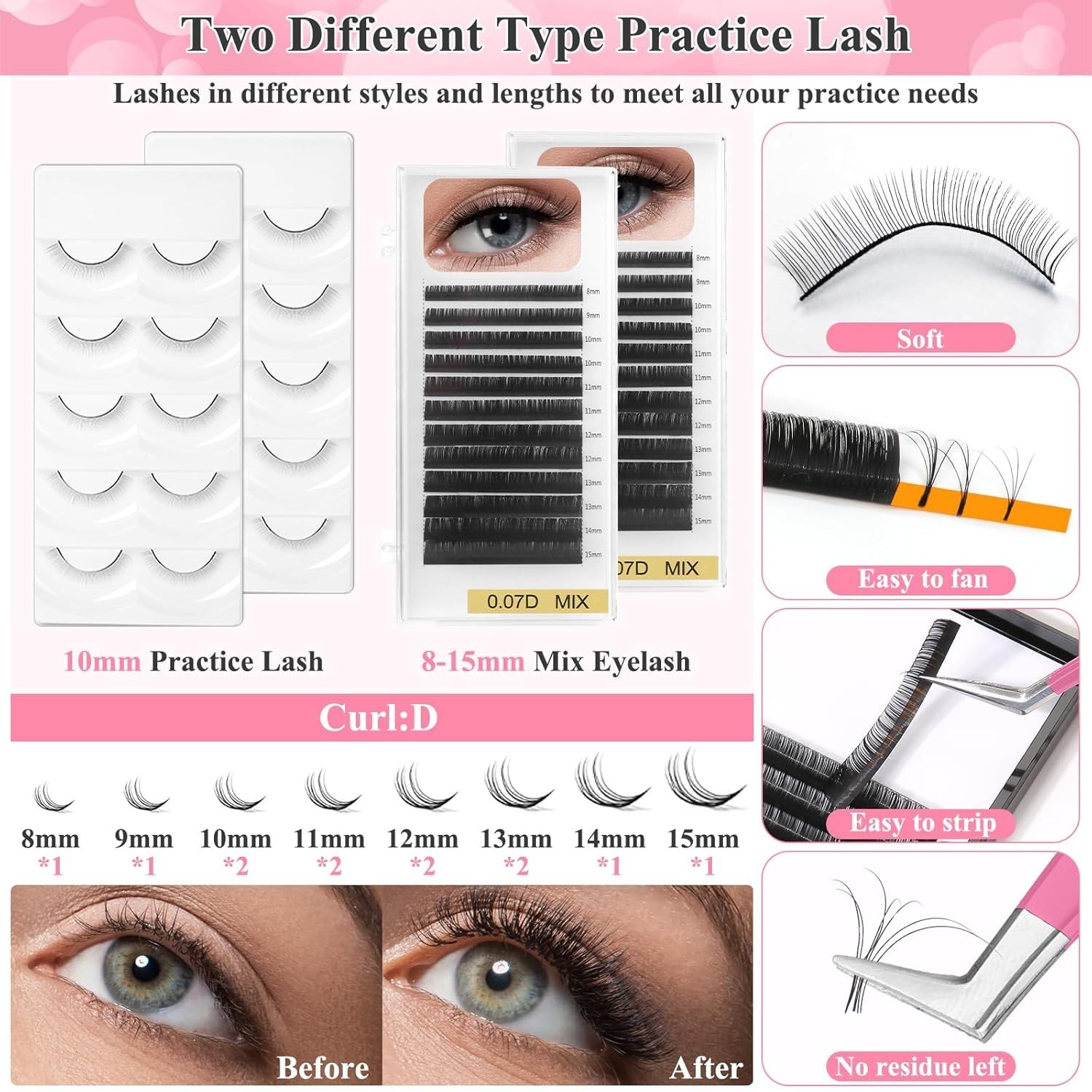 Lashes Kit for Eyelash Extension Beginner Lash Tech Starter Kit with Eye Lash Ma