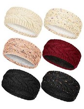 6 Pack Women Winter Headbands Fuzzy Fleece Lined Ear Warmer Bulk Knit Thick
