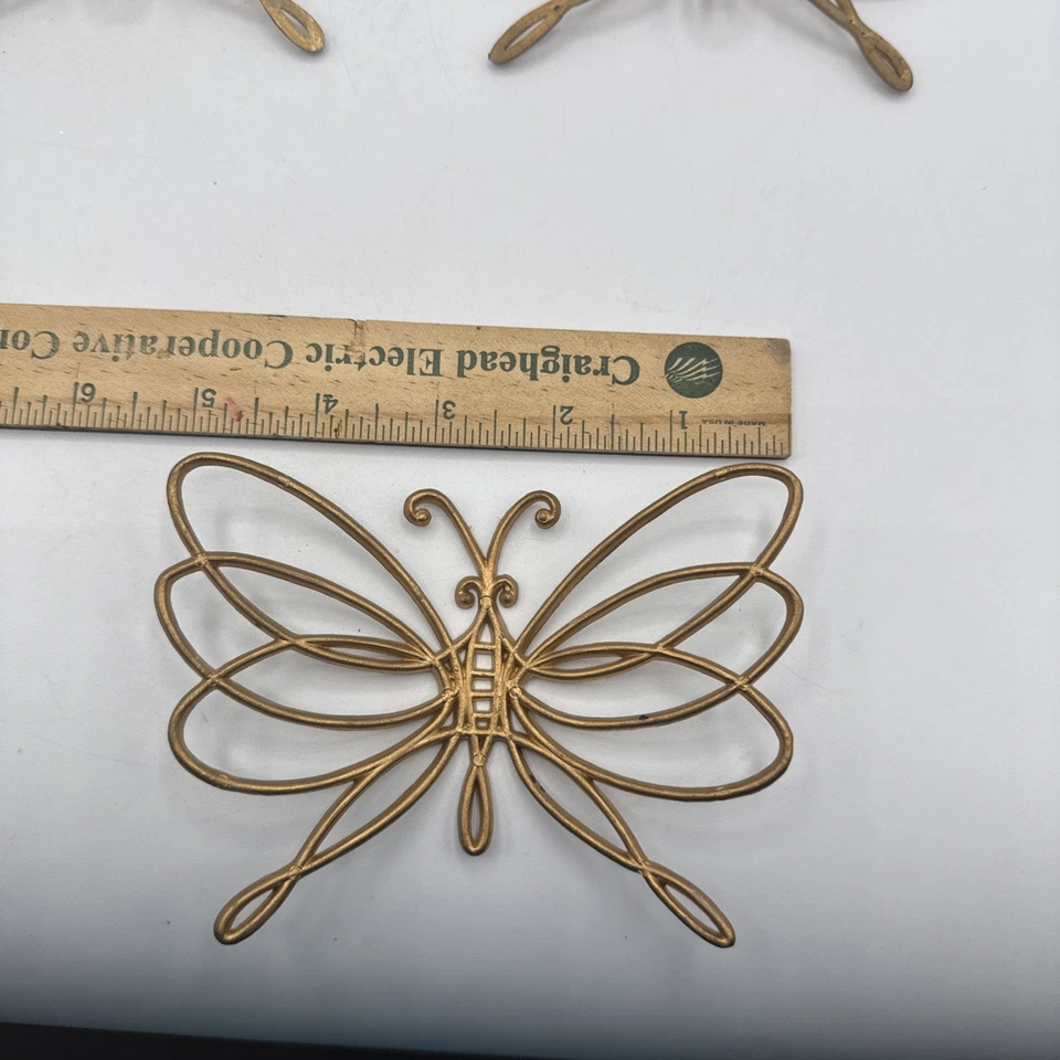 Lote De 4 De Colección Wilton Oro Mariposa Boda Decoración Pastel Pequeño Gran Arte De Pared Foto 4 de 4