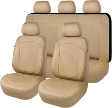 Car Seat Covers Synthetic Leather Full Set Low Bucket Front Rear Bench Easy