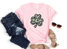 Glitter Shamrock St Patricks Day Shirt Womens Style Unisex Tee