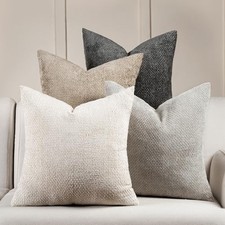 Boho Throw Pillow Covers 18x18 Set of 4 Chenille 18" x 18" Pack of 4 Neutral