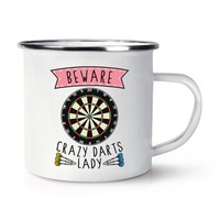 Beware VerrüCkte Pfeilen Damen Retro Emaille Becher Tasse - Funny Sport VäTer