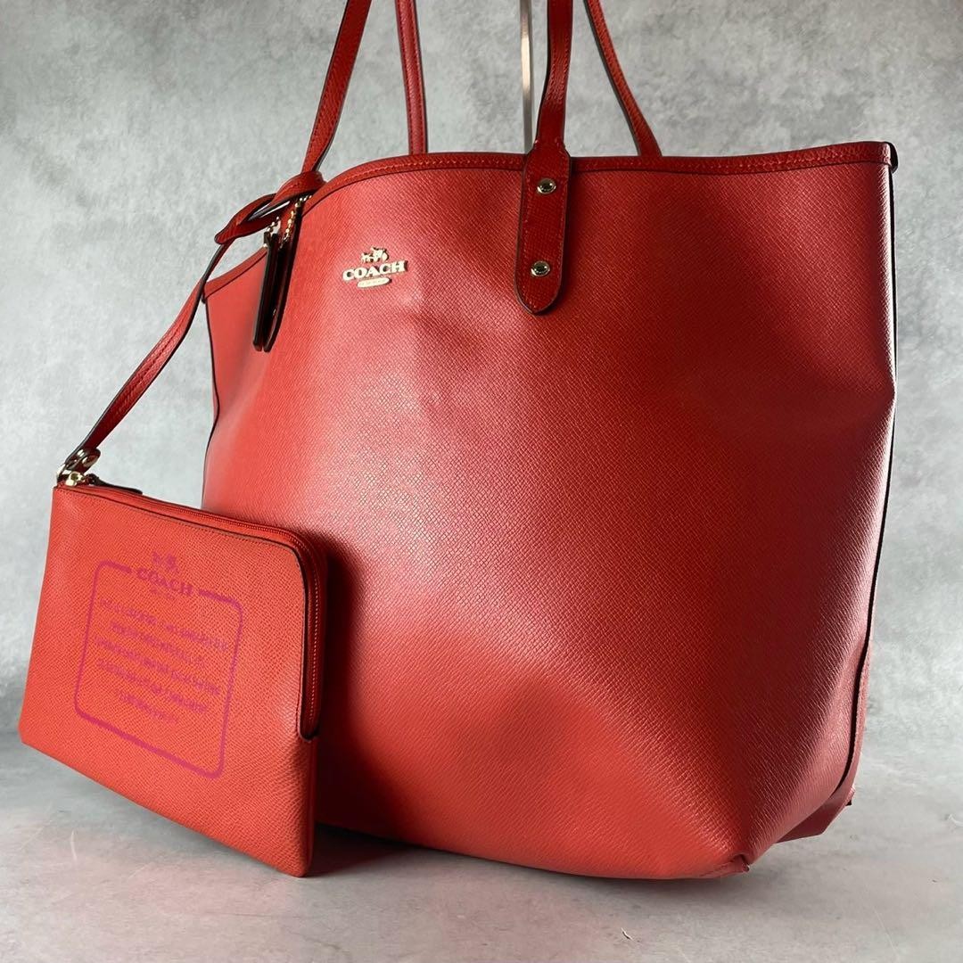 COACH Tote Bag Reversible Pouch PVC Shoulder A4 Compatible