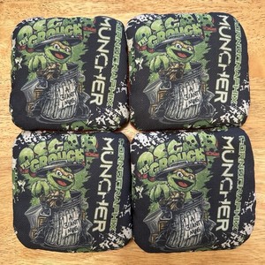 Cornographix Carpet Muncher Cornhole Bags 4 Oscar Grouch Black Green Red Used
