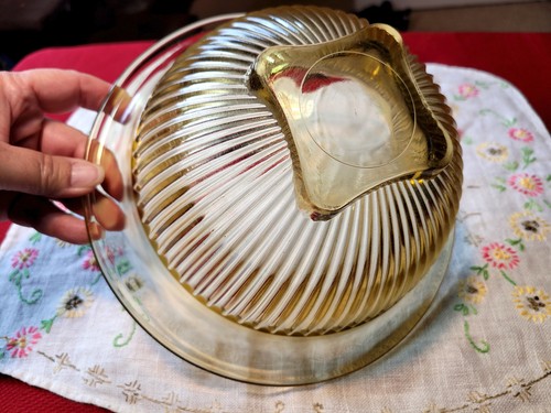 Vtg FEDERAL GOLDEN GLOW Yellow Amber DEPRESSION Glass MIXING BOWL 9 1/2 x 4 3/8"