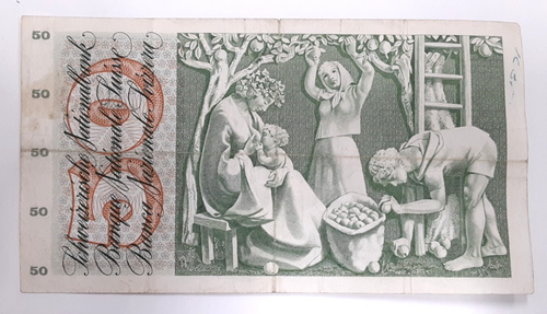 Banconota 50 Franchi Svizzera 1970 Emissione P# 48j Molto Fine Con Scritta - Foto 2 di 2