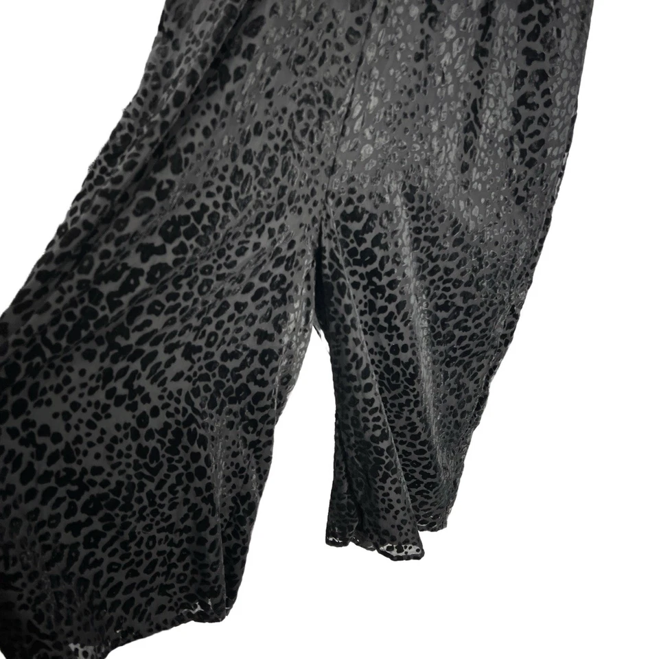 Greylin Jumpsuit Black Leopard Burnout Velvet Wide Leg Flutter Sleeve Size 2X - Image 3 of 4