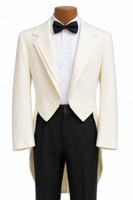 Men's Oscar de la Renta Contour Ivory Tuxedo Tailcoat with Satin Lapels Size 50S