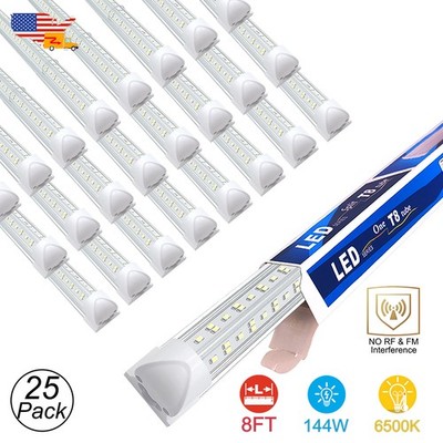 25 Pack 8Ft Led Light Fixtures NO RF Linkable 144 Watt Workshop Garage Lights