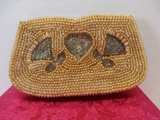 Vintage Japan Beaded Purse Clutch No Handle Zipper Close Coin Or Makeup Read