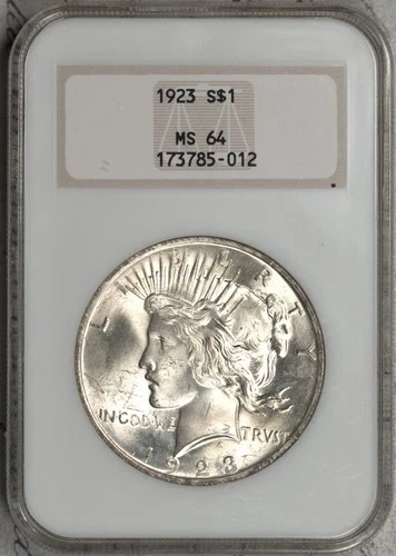1923-P Peace Dollar NGC MS64 Fatty! #1FIF