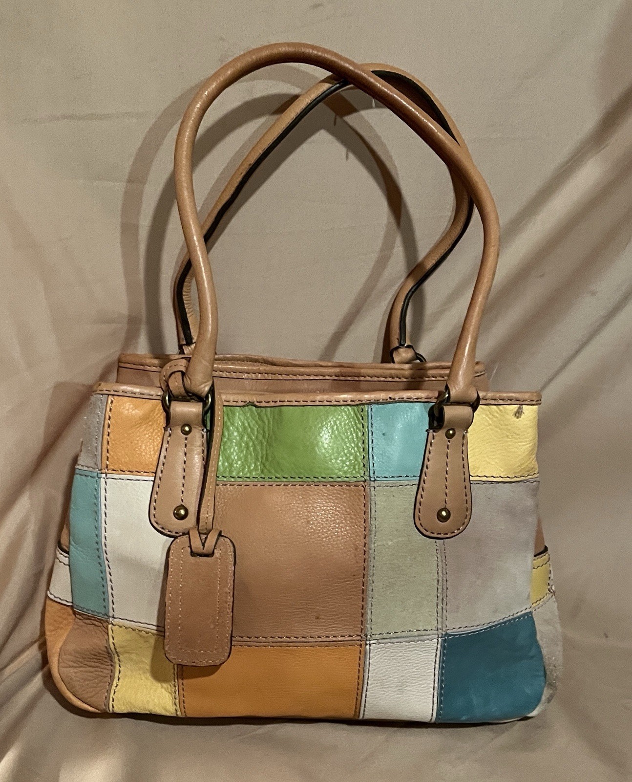 Fossil Multi Color Patchwork(All Sides) Leather B… - image 1
