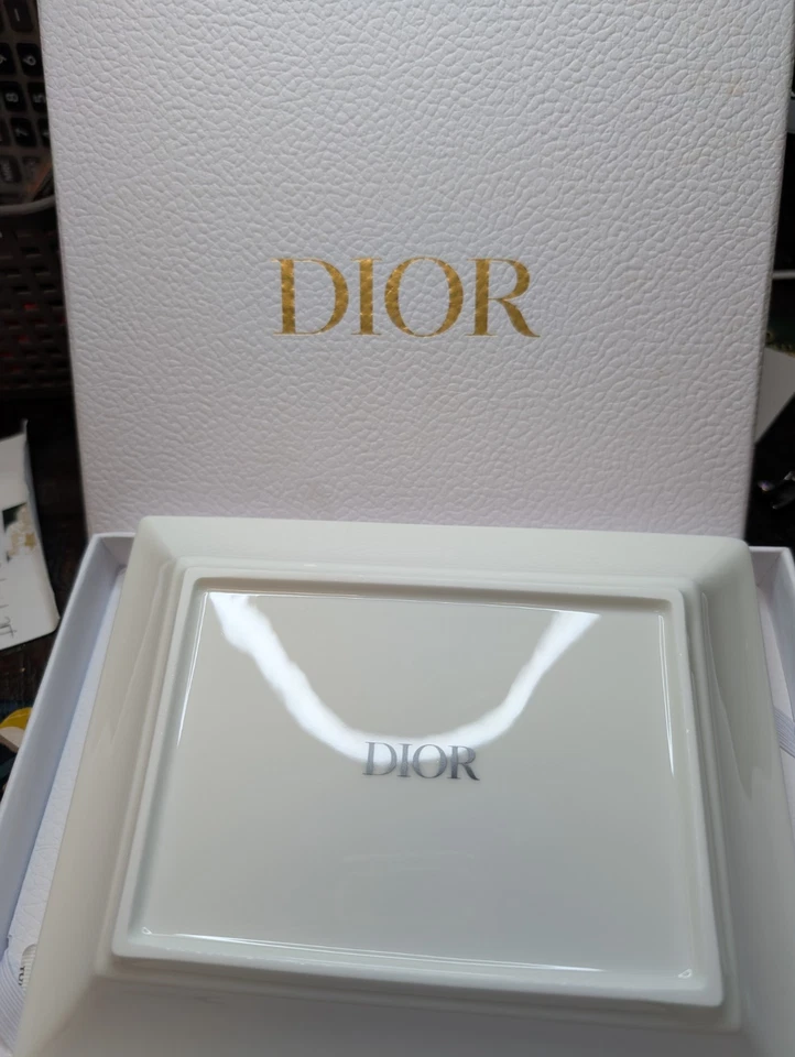 Christian Dior Accesorio Bandeja Blanco Rosa Novedad Plato Cerámica 20x16cm Foto 2 de 2