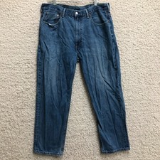 Levis 550 Jeans 40x30 Men Blue Relaxed Fit Tapered Leg Denim Dark Wash Work Logo