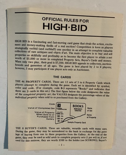 1970 High Bid Auction Game Complete 3M Bookshelf Game - Picture 4 of 9