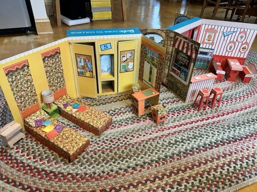 Vintage Barbie Goes To College Doll House Playset with all its Doll Furniture