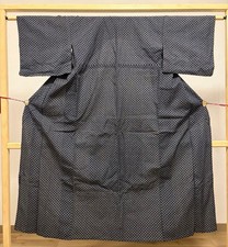 Boro Japanese Kimono Aged Textile Robe Silk Abstract Pattern Indigo Blue Japan