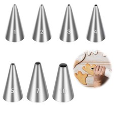 Jeffdad 7 Pcs Round Hole Piping Tips Set, Professional Stainless Steel Cupcak...